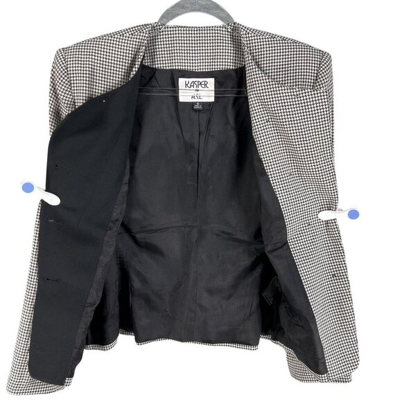 Kasper ASL Womens 8 Black White Houndstooth Blazer Skirt Set Power Suit Timeless - Picture 5 of 16